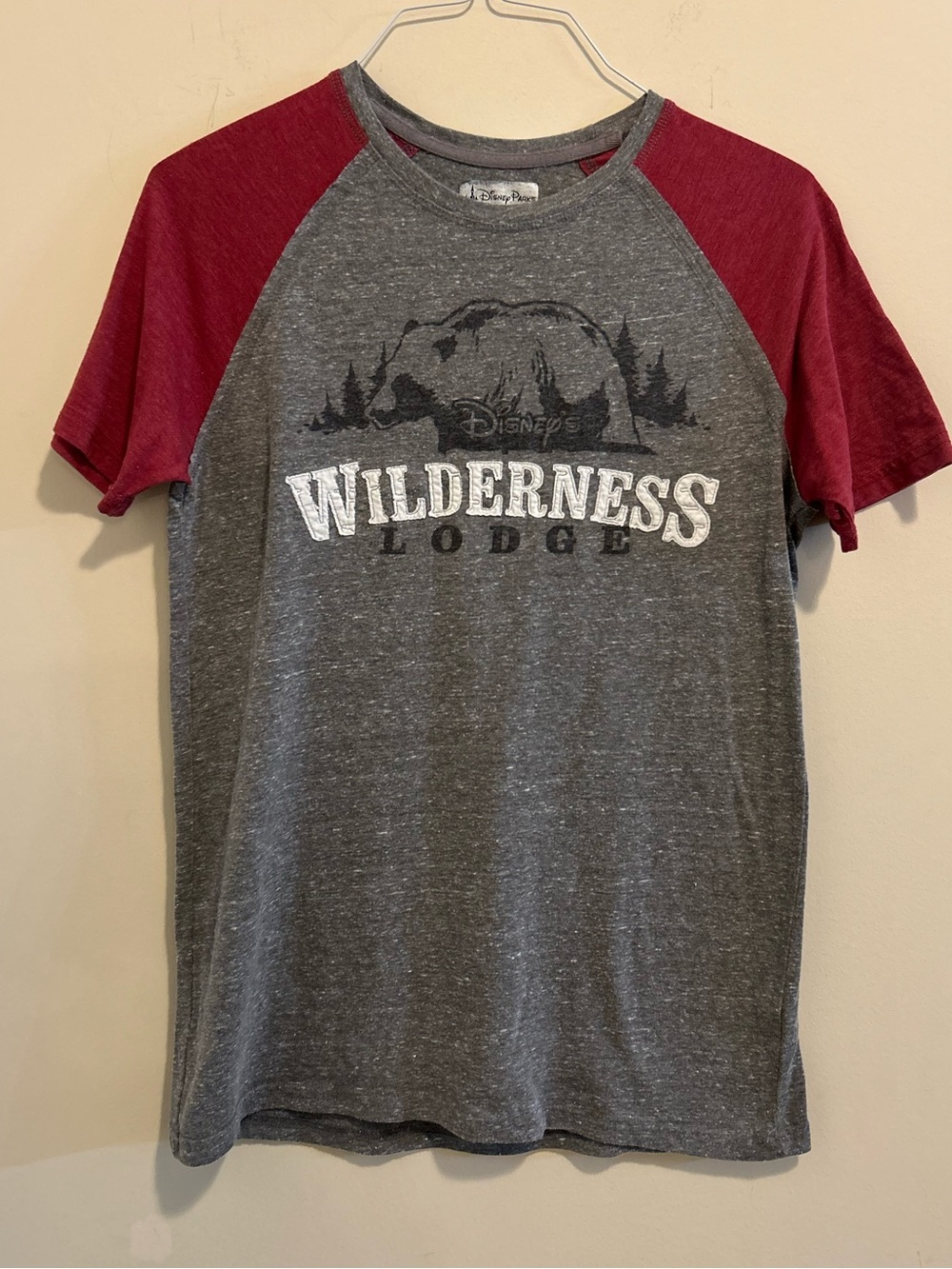 Disney Wilderness Lodge Raglan Tee in Gray and Burgundy